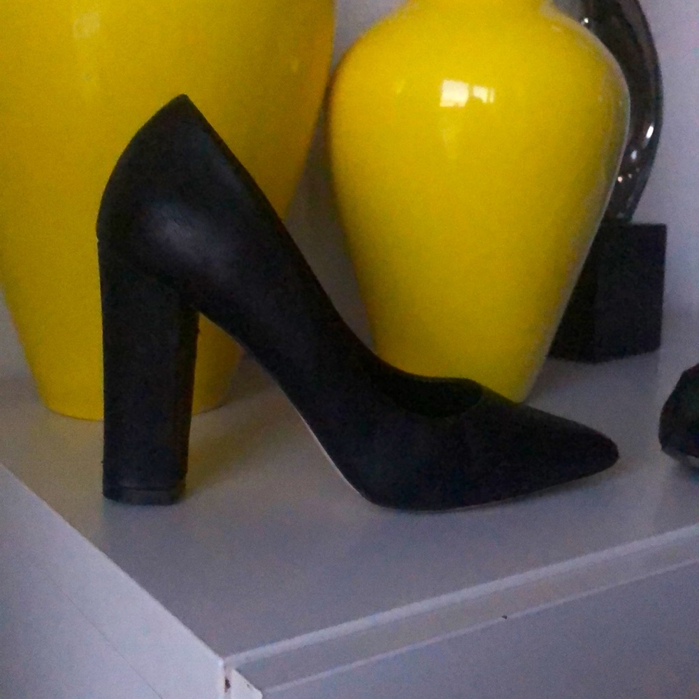 Pointy Black Block Heels